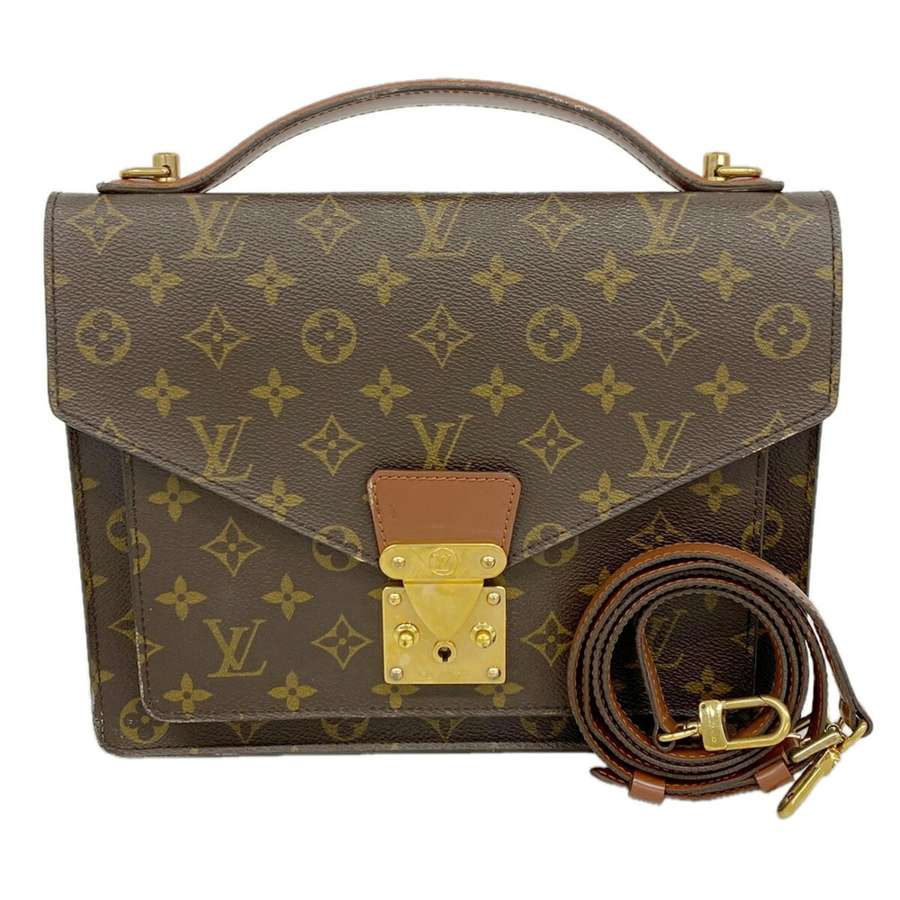 Louis Vuitton Monogram Monceau handbag, M51185, brown, 2-way bag for women.